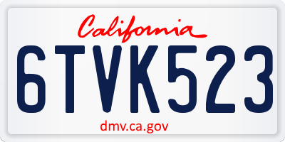 CA license plate 6TVK523