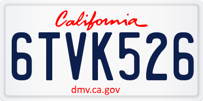 CA license plate 6TVK526