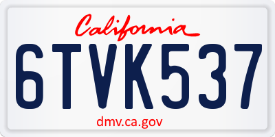 CA license plate 6TVK537