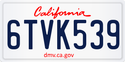 CA license plate 6TVK539