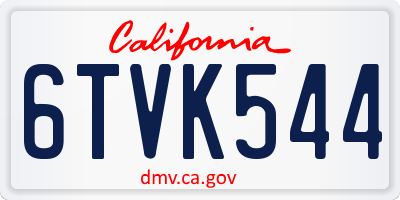 CA license plate 6TVK544