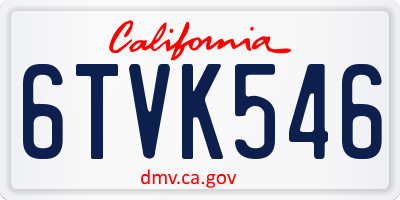 CA license plate 6TVK546