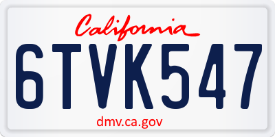 CA license plate 6TVK547
