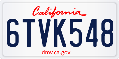 CA license plate 6TVK548