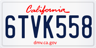 CA license plate 6TVK558
