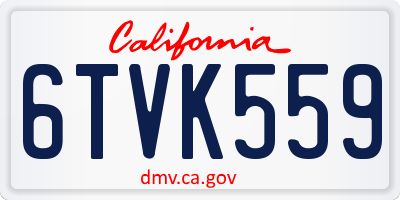 CA license plate 6TVK559