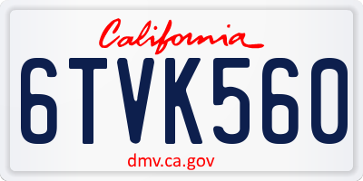 CA license plate 6TVK560