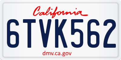 CA license plate 6TVK562