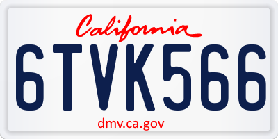 CA license plate 6TVK566