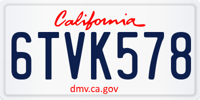 CA license plate 6TVK578