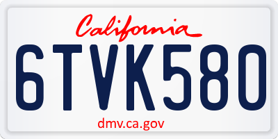 CA license plate 6TVK580