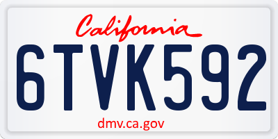 CA license plate 6TVK592