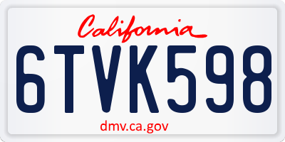 CA license plate 6TVK598