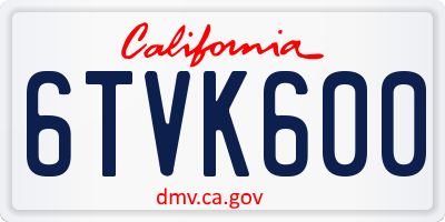 CA license plate 6TVK600