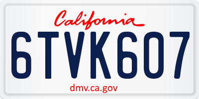 CA license plate 6TVK607