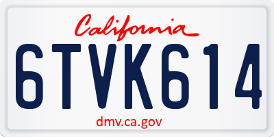 CA license plate 6TVK614