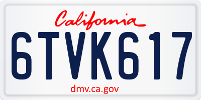 CA license plate 6TVK617