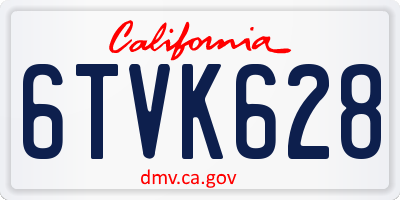 CA license plate 6TVK628