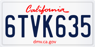 CA license plate 6TVK635