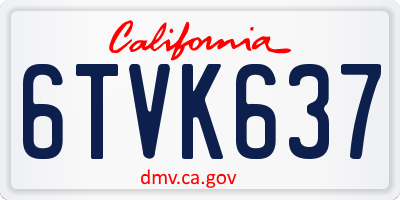 CA license plate 6TVK637