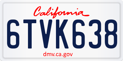 CA license plate 6TVK638