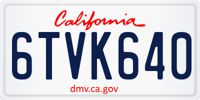 CA license plate 6TVK640