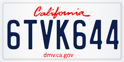 CA license plate 6TVK644