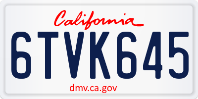 CA license plate 6TVK645
