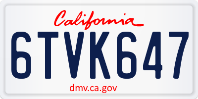 CA license plate 6TVK647