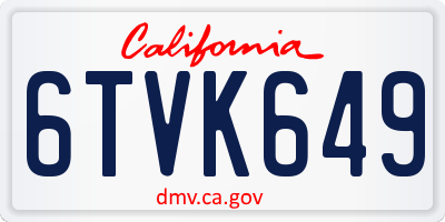 CA license plate 6TVK649
