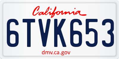 CA license plate 6TVK653
