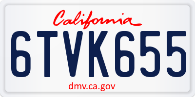 CA license plate 6TVK655
