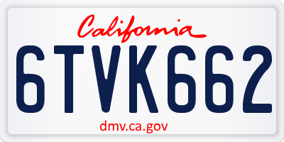 CA license plate 6TVK662
