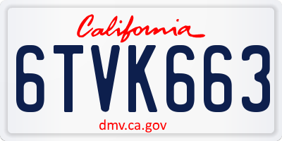 CA license plate 6TVK663