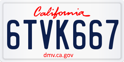 CA license plate 6TVK667