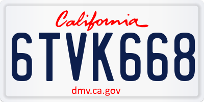 CA license plate 6TVK668