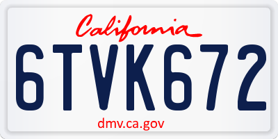 CA license plate 6TVK672