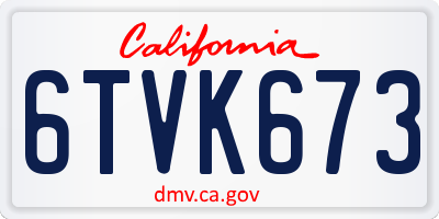 CA license plate 6TVK673