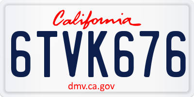 CA license plate 6TVK676