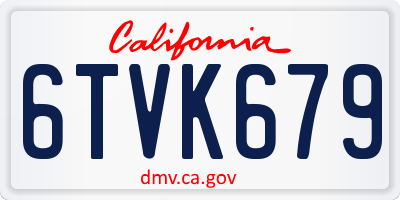 CA license plate 6TVK679