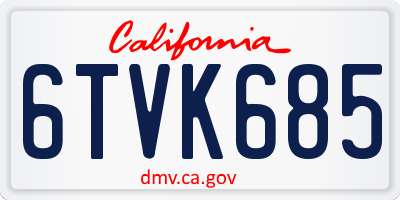 CA license plate 6TVK685
