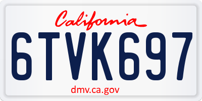 CA license plate 6TVK697