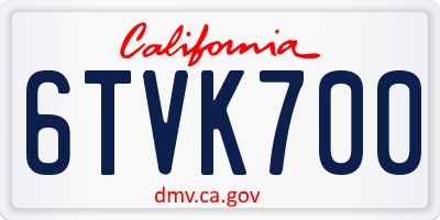 CA license plate 6TVK700