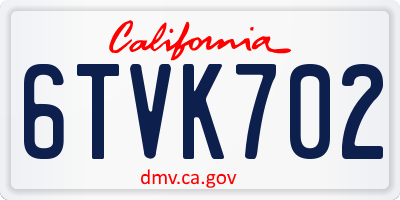 CA license plate 6TVK702