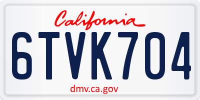 CA license plate 6TVK704