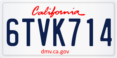 CA license plate 6TVK714