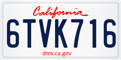 CA license plate 6TVK716