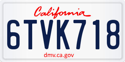 CA license plate 6TVK718