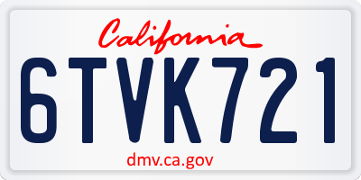 CA license plate 6TVK721