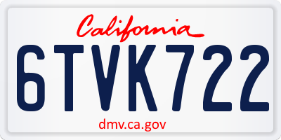CA license plate 6TVK722